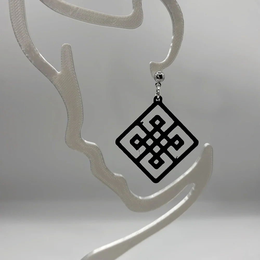 Black Geometric Earrings - Picture 3 of 4